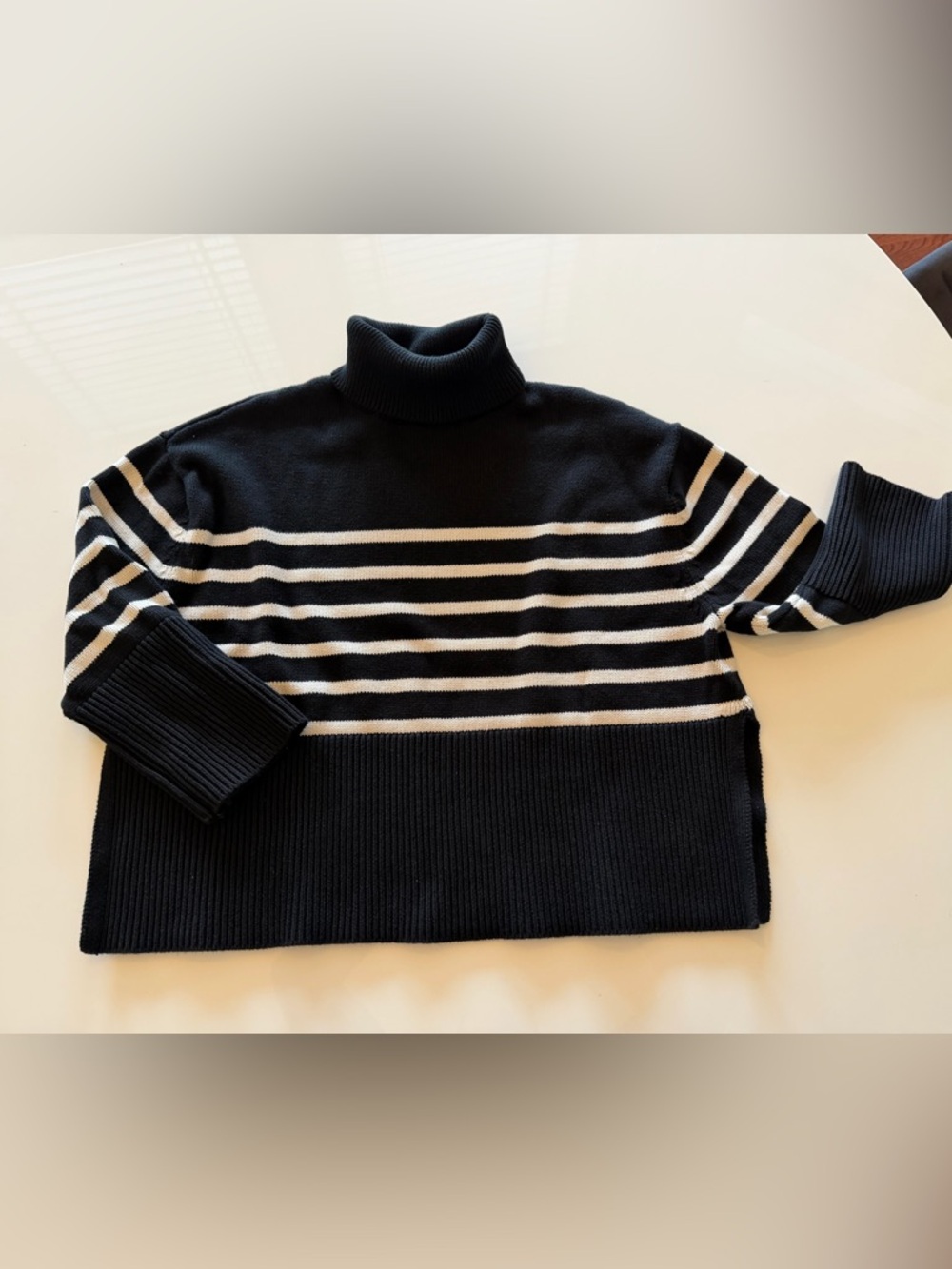 Gap Striped Black and White Turtleneck Sweater